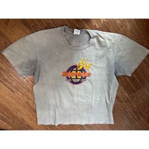 Supreme USA Fire Globe Graphic T-Shirt Grey XL Distressed Made in USA